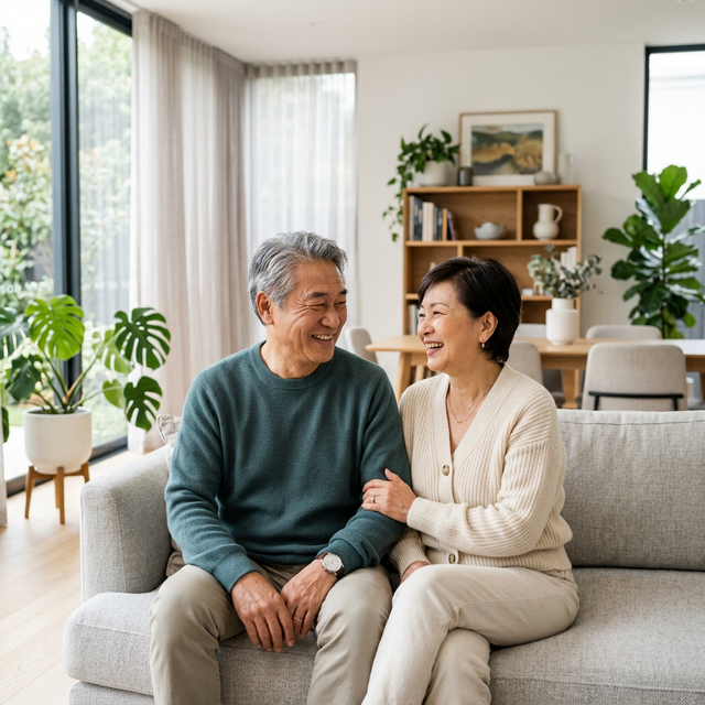 Happy senior couple smiling